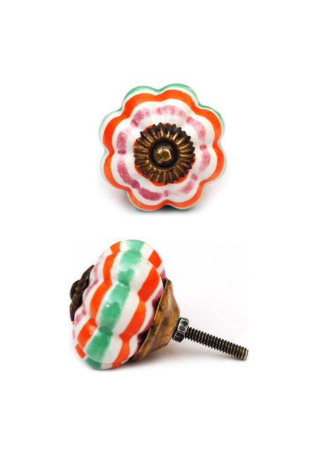 Multicolor Spiral Stripes Flower Shaped Door Knob