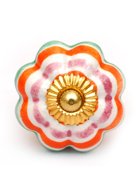 Multicolor Spiral Stripes Flower Shaped Door Knob