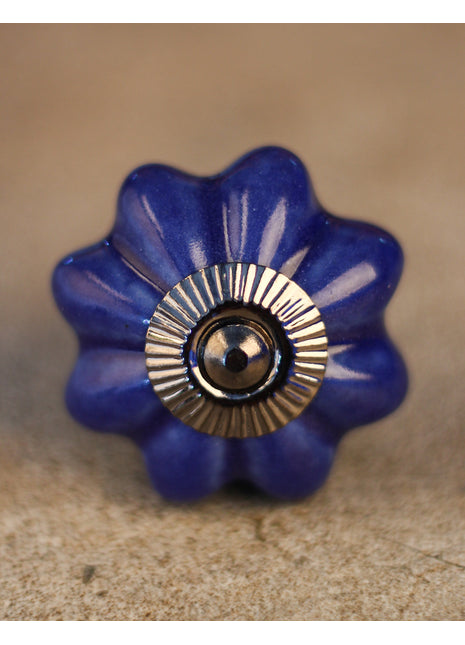 Solid Blue Flower Shape Ceramic Dresser Cabinet Knob