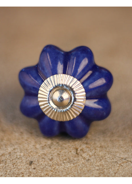 Solid Blue Flower Shape Ceramic Dresser Cabinet Knob