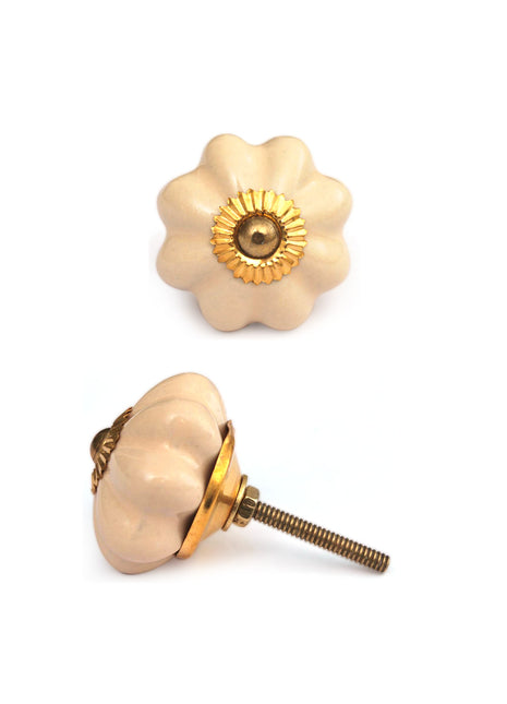 Solid Cream Flower Shaped Ceramic Kitchen Cabinet Knob