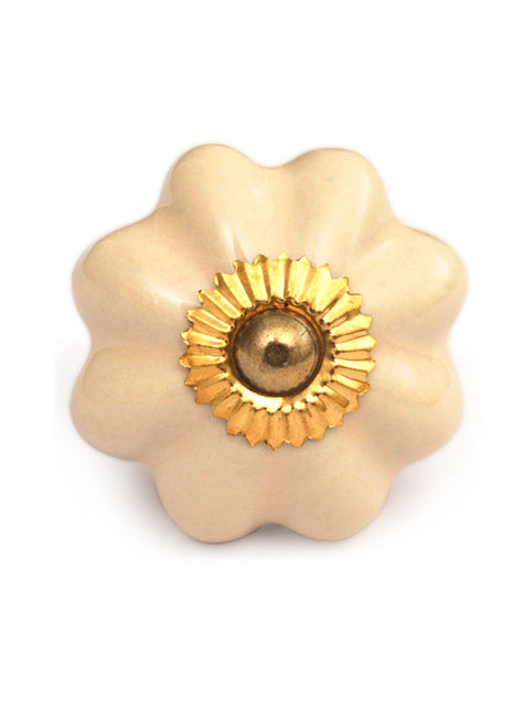 Solid Cream Flower Shaped Ceramic Kitchen Cabinet Knob