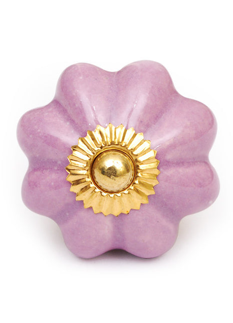 Solid Pink Flower Shaped Ceramic Dresser Cabinet Knob