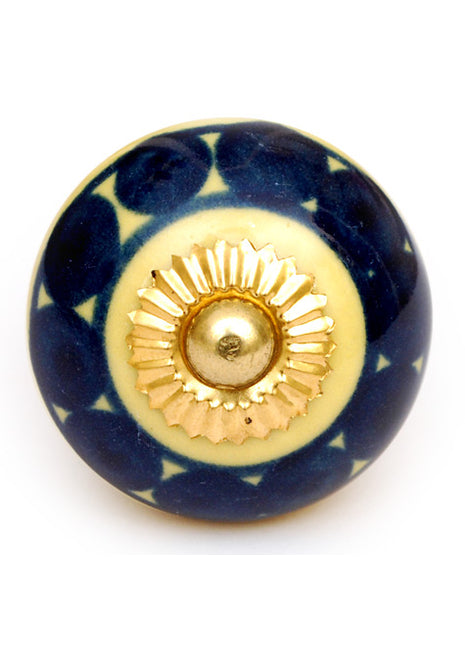 Stylish Blue And Yellow Ceramic Drawer Knob