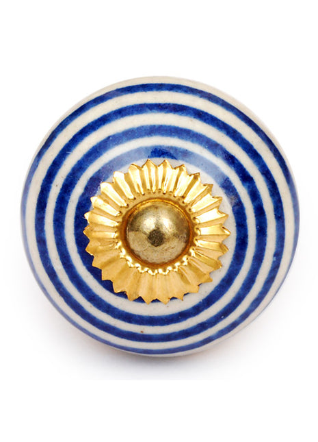Spiral Blue And White Kitchen Cabinet Knob