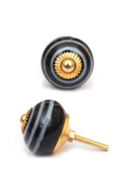 Spiral Black And White Kitchen Cabinet Knob