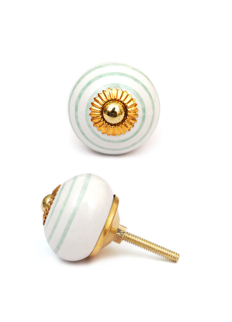 Decorative White Spiral Ceramic Door Cabinet Knob