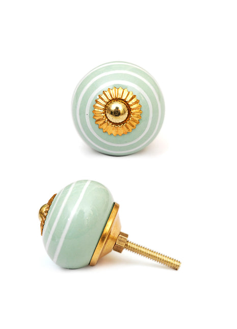 Lime Green Spiral Dresser Cabinet Knob with White Linings