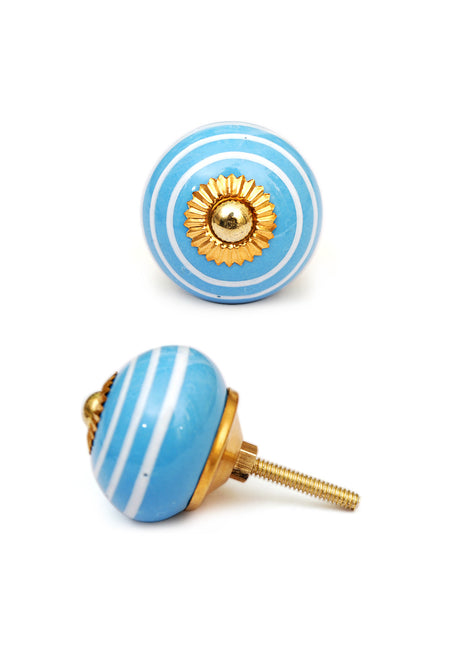 Turquoise Spiral Distinctive And Handpainted Door Knob