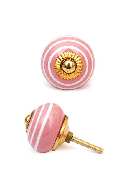 Spiral Pink And White Kitchen Cabinet Knob