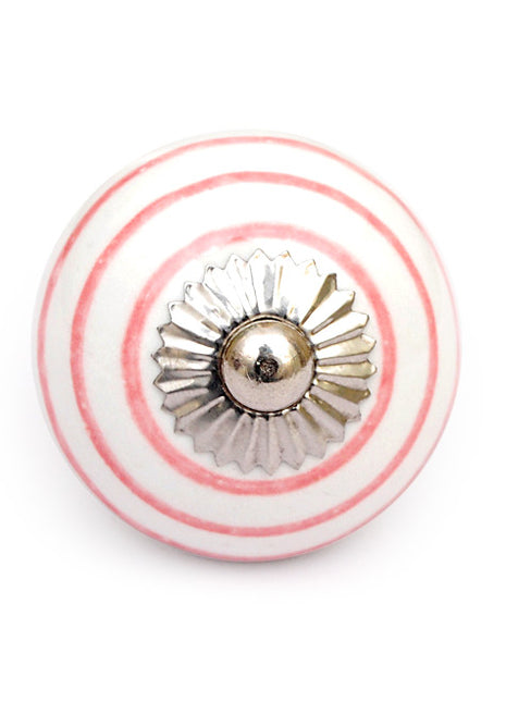 White And Pink Spiral Hand Painted Cabinet Knob