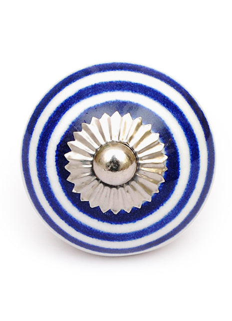Spiral Blue And White Ceramic Door Knob