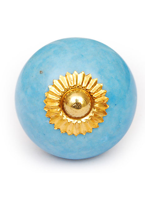 Solid Round Turquoise Ceramic Dresser Cabinet Knob