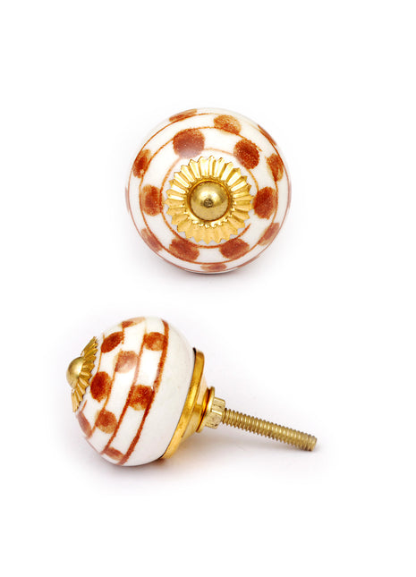 Decorative Brown Spiral and Dots Design Kitchen Cabinet Knob
