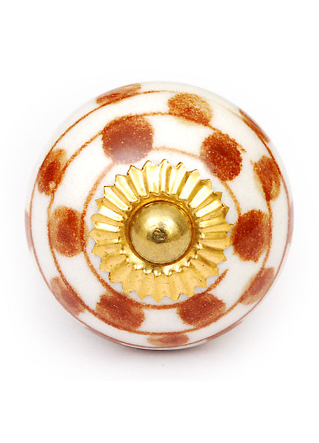 Decorative Brown Spiral and Dots Design Kitchen Cabinet Knob