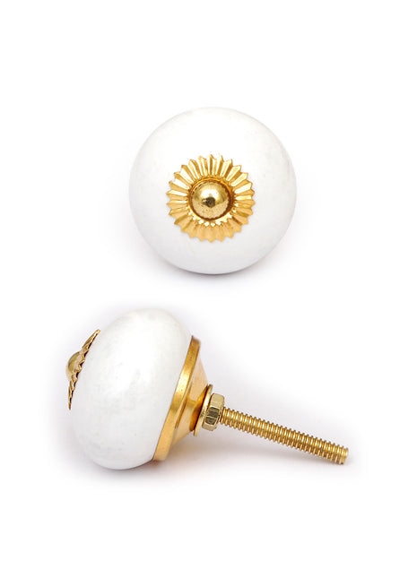 Solid White Ceramic Dresser Cabinet Knob