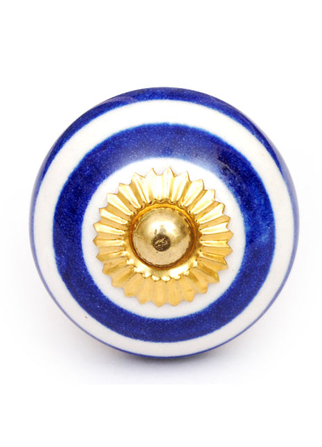 Spiral White And Blue Royal Ceramic Door Knob