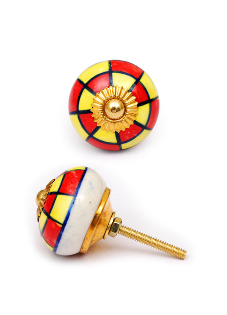Well Designed Yellow And Red Kitchen Cabinet Knob