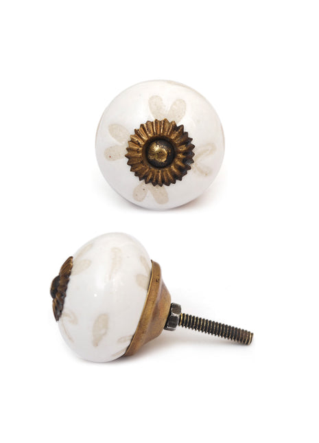 Round White Ceramic Cabinet Knob