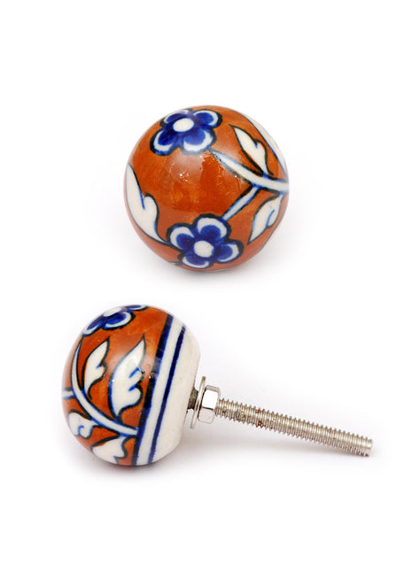 Brown Ceramic Hand Painted Bathroom Cabinet Knob