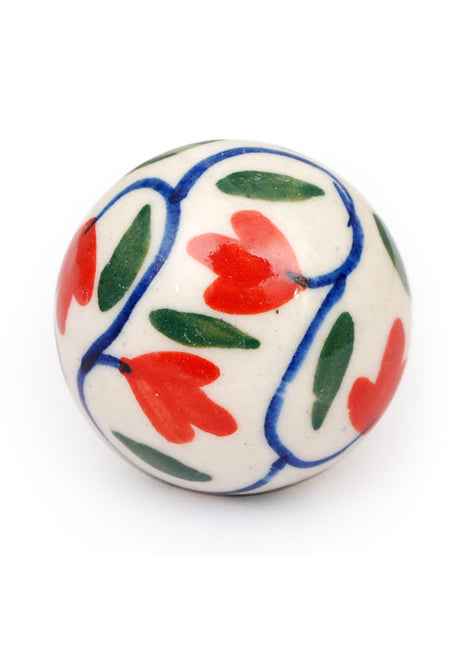 White Ceramic Drawer Cabinet Knob with Multicolor Designs