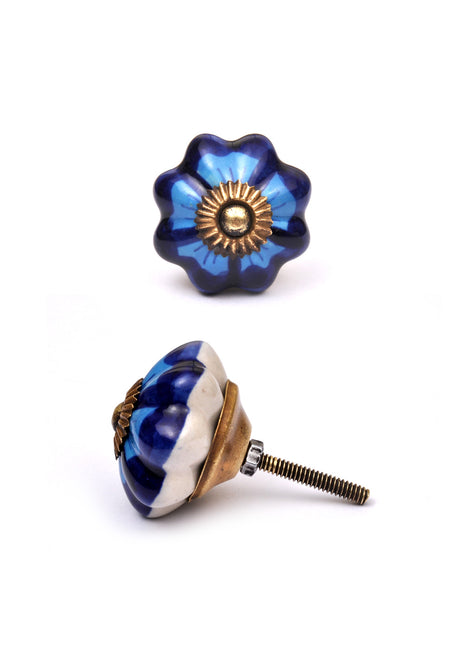 Elegant Blue Flower Ceramic Cabinet Drawer Knob