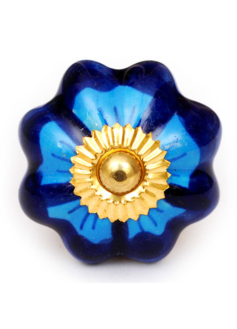 Elegant Blue Flower Ceramic Cabinet Drawer Knob