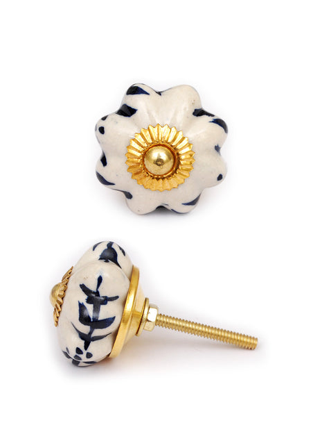 Unique Hand Painted Cream Ceramic Drawer Knob