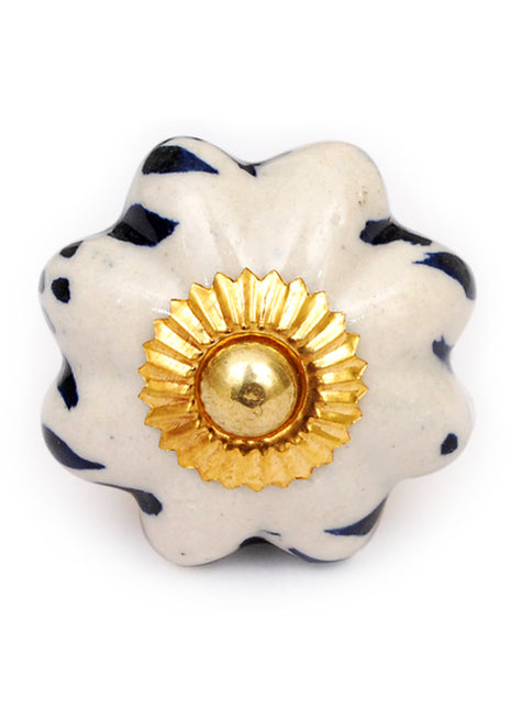 Unique Hand Painted Cream Ceramic Drawer Knob