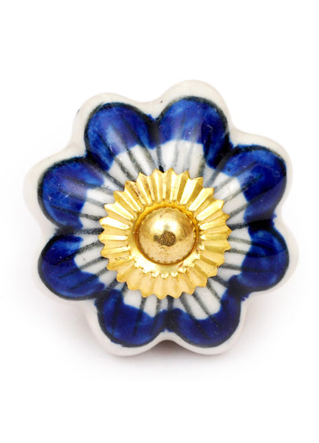 Spiral Blue And White Flower Shaped Dresser Cabinet Knob
