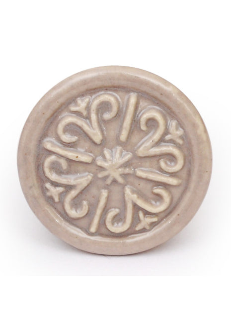 Stylish Beige Round Ceramic Hand Painted Knob
