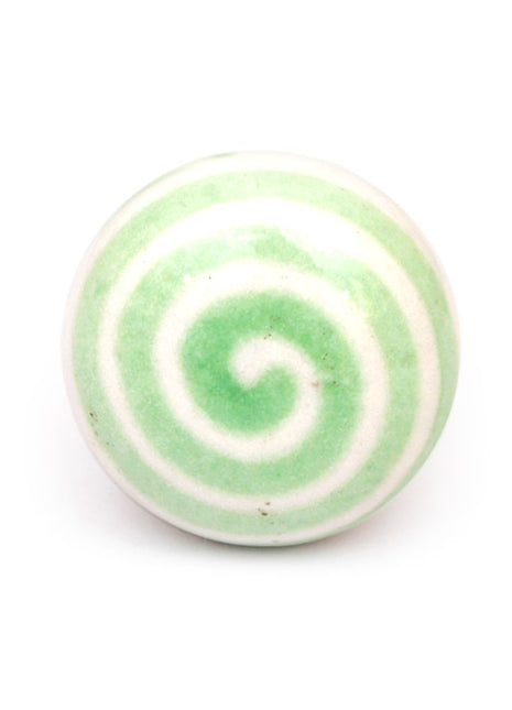 Light Green Spiral Ceramic Dresser Cabinet Knob