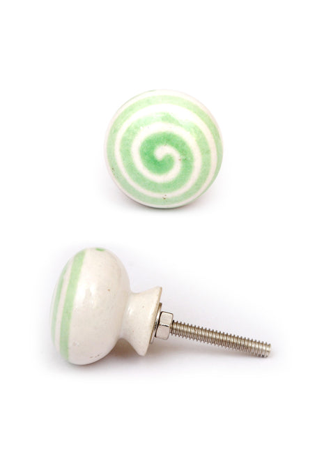 Light Green Spiral Ceramic Dresser Cabinet Knob