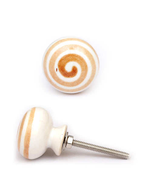 Light Brown Spiral Ceramic Dresser Cabinet Knob