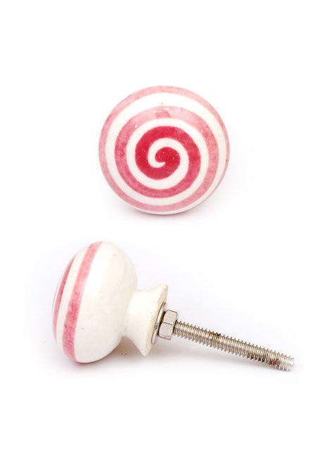 Pink Spiral Ceramic Dresser Cabinet Knob