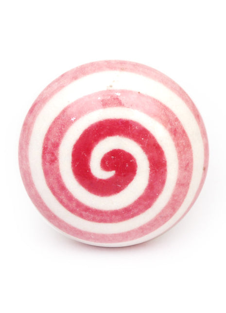 Pink Spiral Ceramic Dresser Cabinet Knob