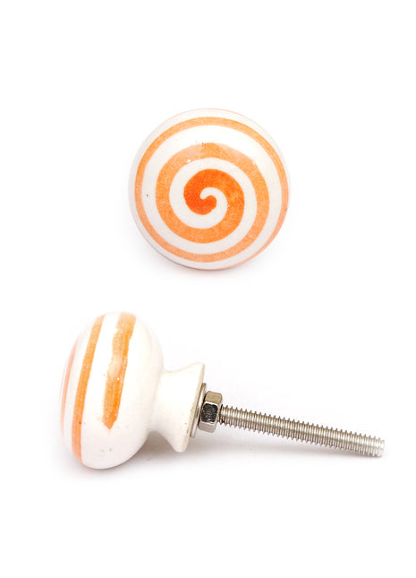 Orange Spiral Ceramic Dresser Cabinet Knob