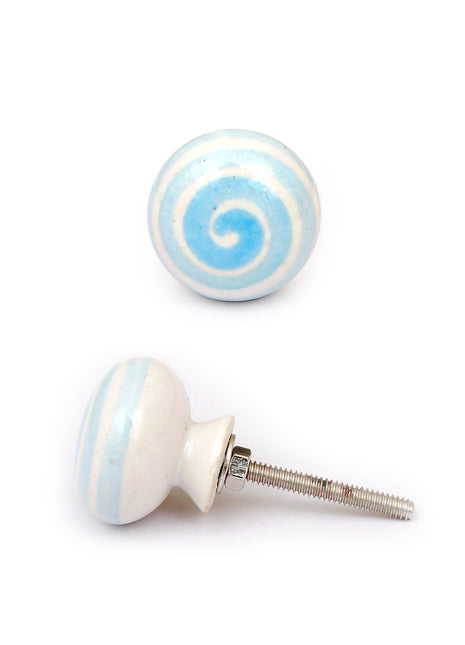 Turquoise Spiral Ceramic Dresser Cabinet Knob