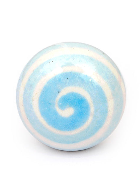 Turquoise Spiral Ceramic Dresser Cabinet Knob