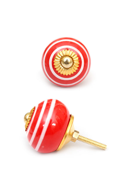 Spiral Red And White Kitchen Cabinet Knob