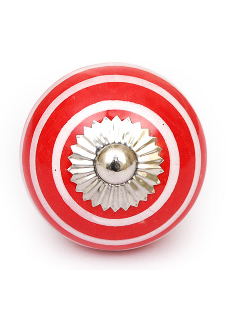 Spiral Red And White Kitchen Cabinet Knob