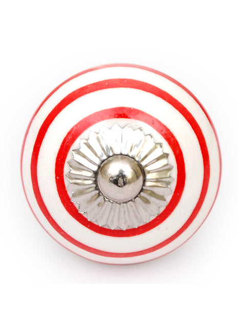 Spiral Red And White Kitchen Cabinet Knob