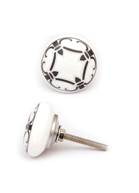Elegant Black And White Ceramic Drawer Cabinet Knob
