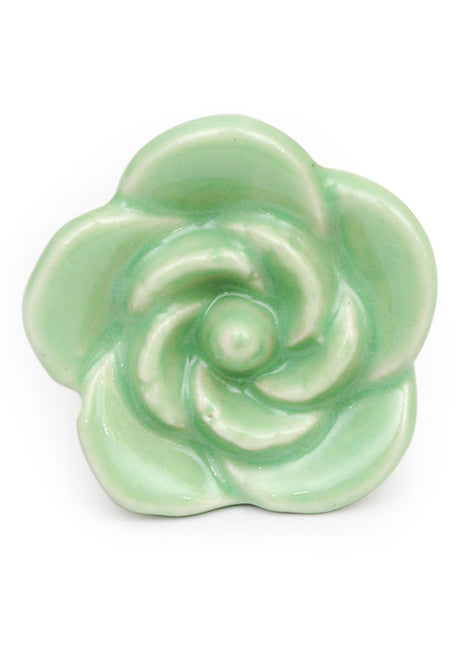 Green Flower Shaped Ceramic Kitchen Cabinet Knob