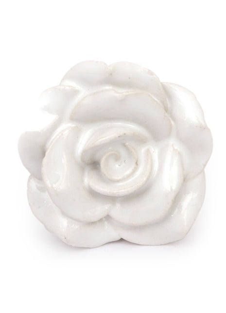 Designer Flower Engraved On Stylish White Ceramic Drawer Knob