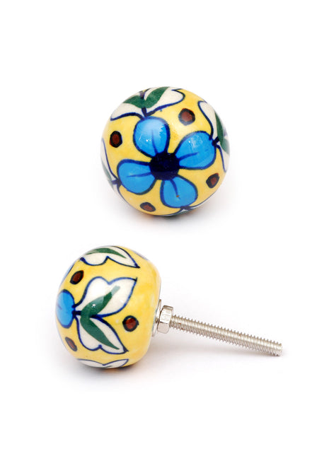 Yellow Floret Ceramic Cabinet knob