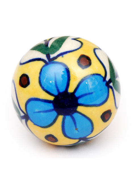 Yellow Floret Ceramic Cabinet knob