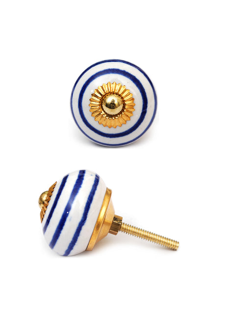 White Spiral Ceramic Cabinet Knob