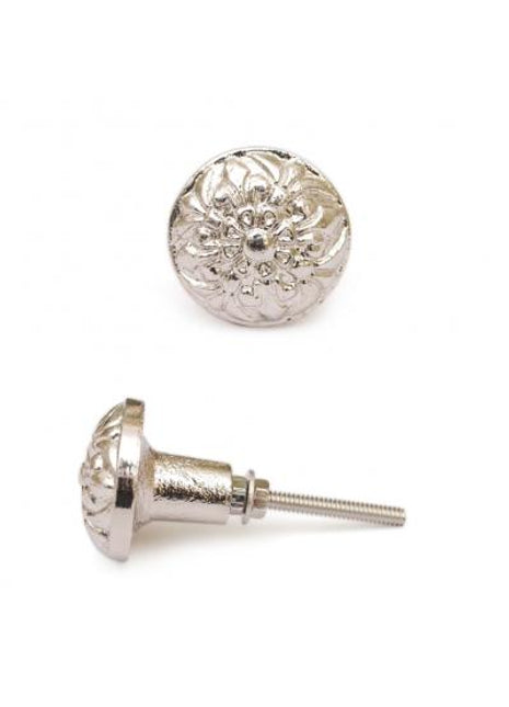 Flower Embossed Metallic Cabinet Knob