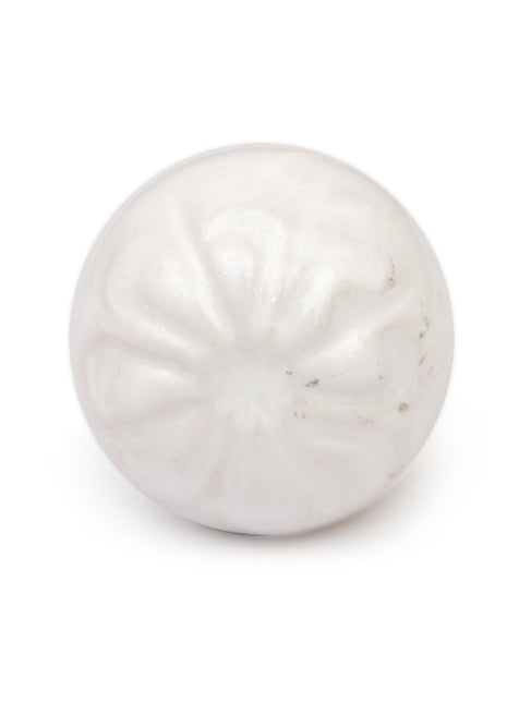 Round Carved White Ceramic Door Knob